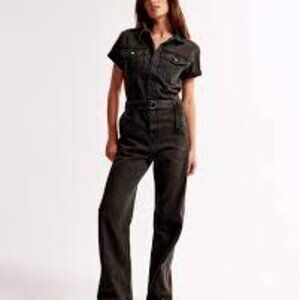Abercrombie & Fitch Black Denim Jumpsuit